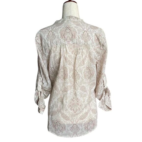 Carve Designs Organic Cotton Lightweight Sheer Long Sleeve Top M Paisley Boho - Picture 5 of 15